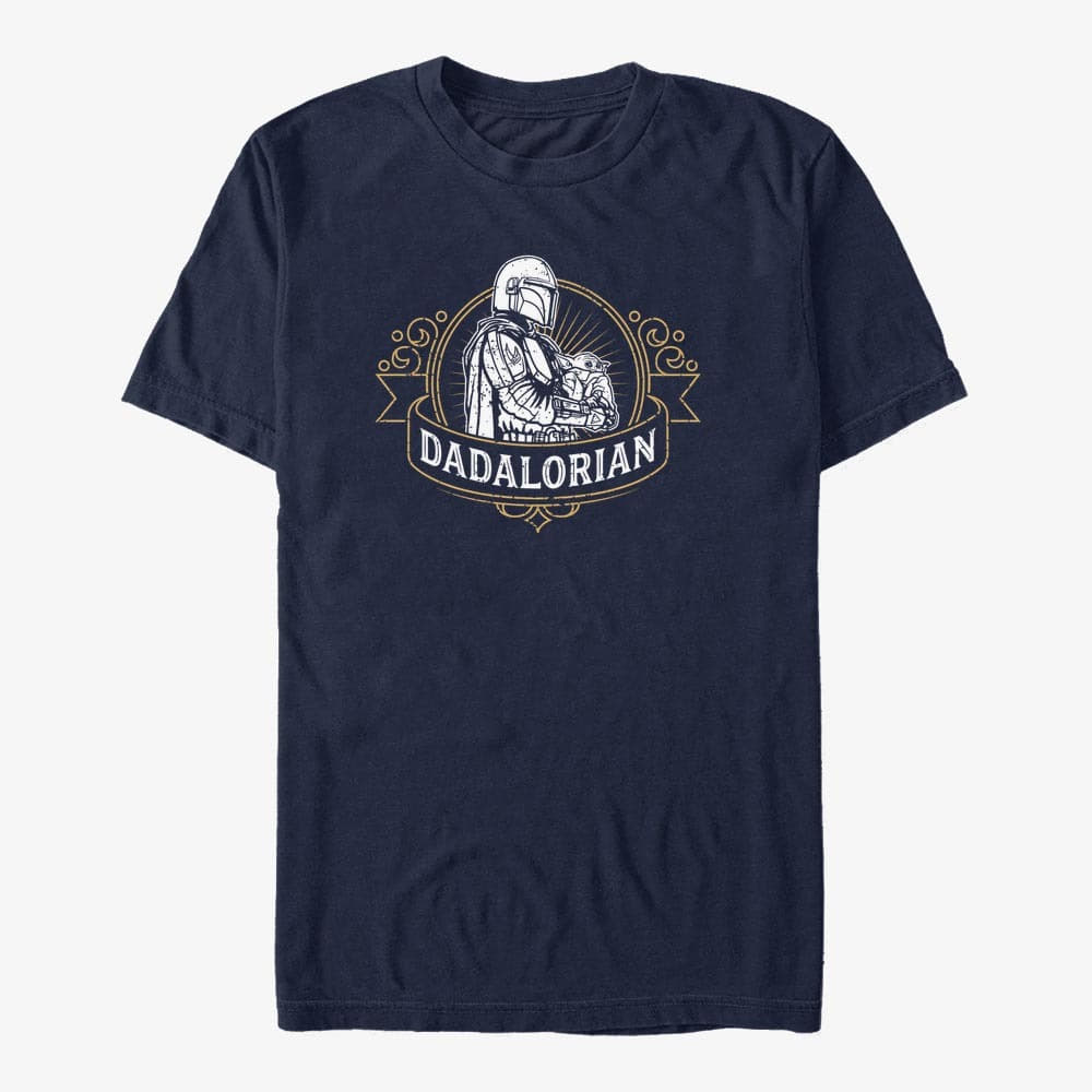 Trička Merch Star Wars: The Mandalorian - Mando Banner Unisex T-Shirt Navy Blue