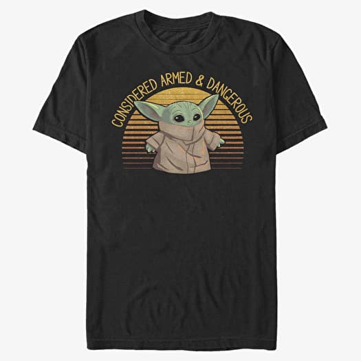 T-shirt Merch Star Wars: The Mandalorian - Sunset Cute Yoda Unisex T-Shirt Black