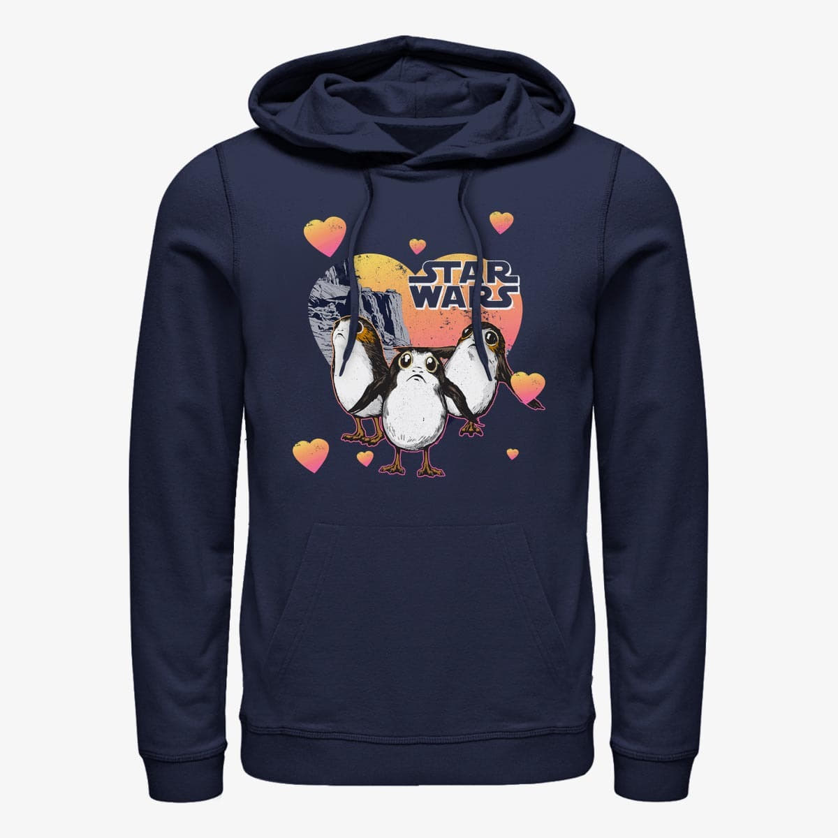 Hoodies and sweatshirts  Merch Star Wars: The Force Awakens - Porg Hearts Unisex Hoodie Navy Blue