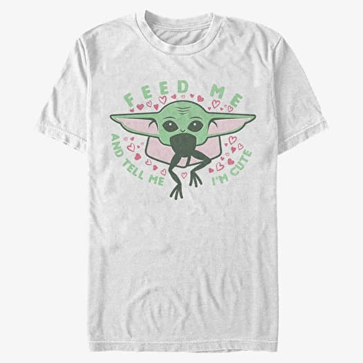 T-shirt Merch Star Wars: The Mandalorian - FEED ME AND TELL ME I'M CUTE Unisex T-Shirt White