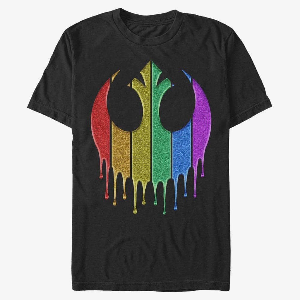 Trička Merch Star Wars: Classic - Rainbow Sparkle Rebel Drip Unisex T-Shirt Black