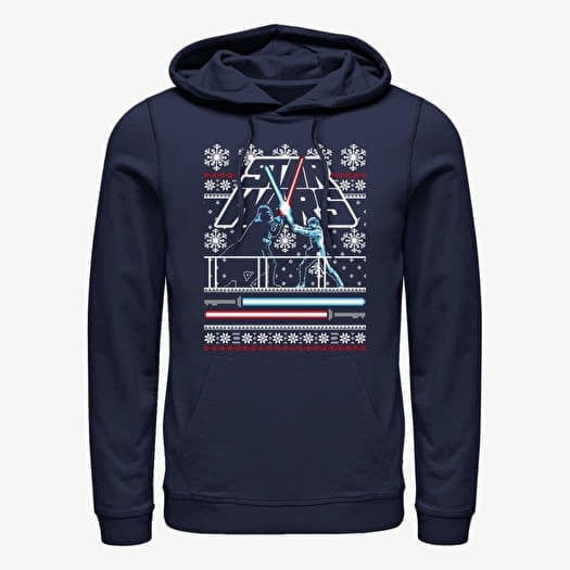 Sweat-shirt Merch Star Wars: Classic - Holiday Face Off Ugly Sweater Unisex Hoodie Navy Blue