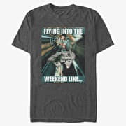 Merch Star Wars: Classic - Flying Into The Weekend Unisex T-Shirt Dark Heather Grey