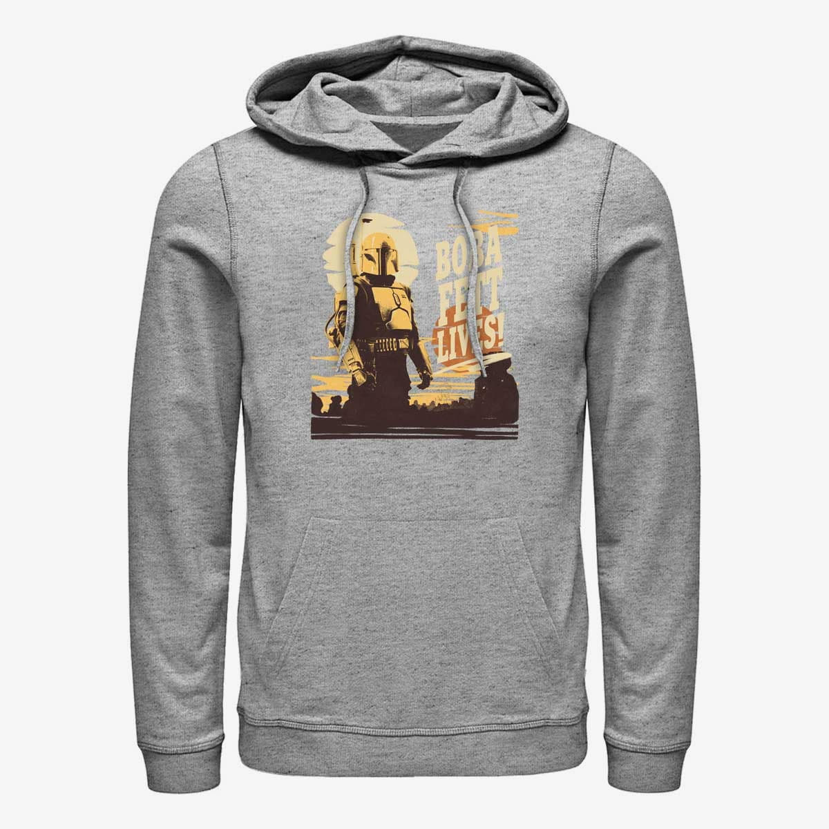 Puloverji   Merch Star Wars Book of Boba Fett - Boba Fett Lives Unisex Hoodie Heather Grey
