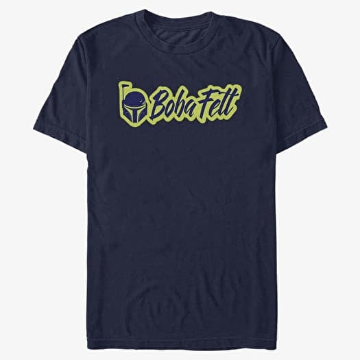 T-shirt Merch Star Wars Book of Boba Fett - Boba Fett Calligraphy Logo Unisex T-Shirt Navy Blue