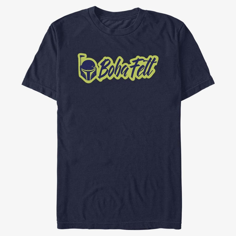 Trička Merch Star Wars Book of Boba Fett - Boba Fett Calligraphy Logo Unisex T-Shirt Navy Blue