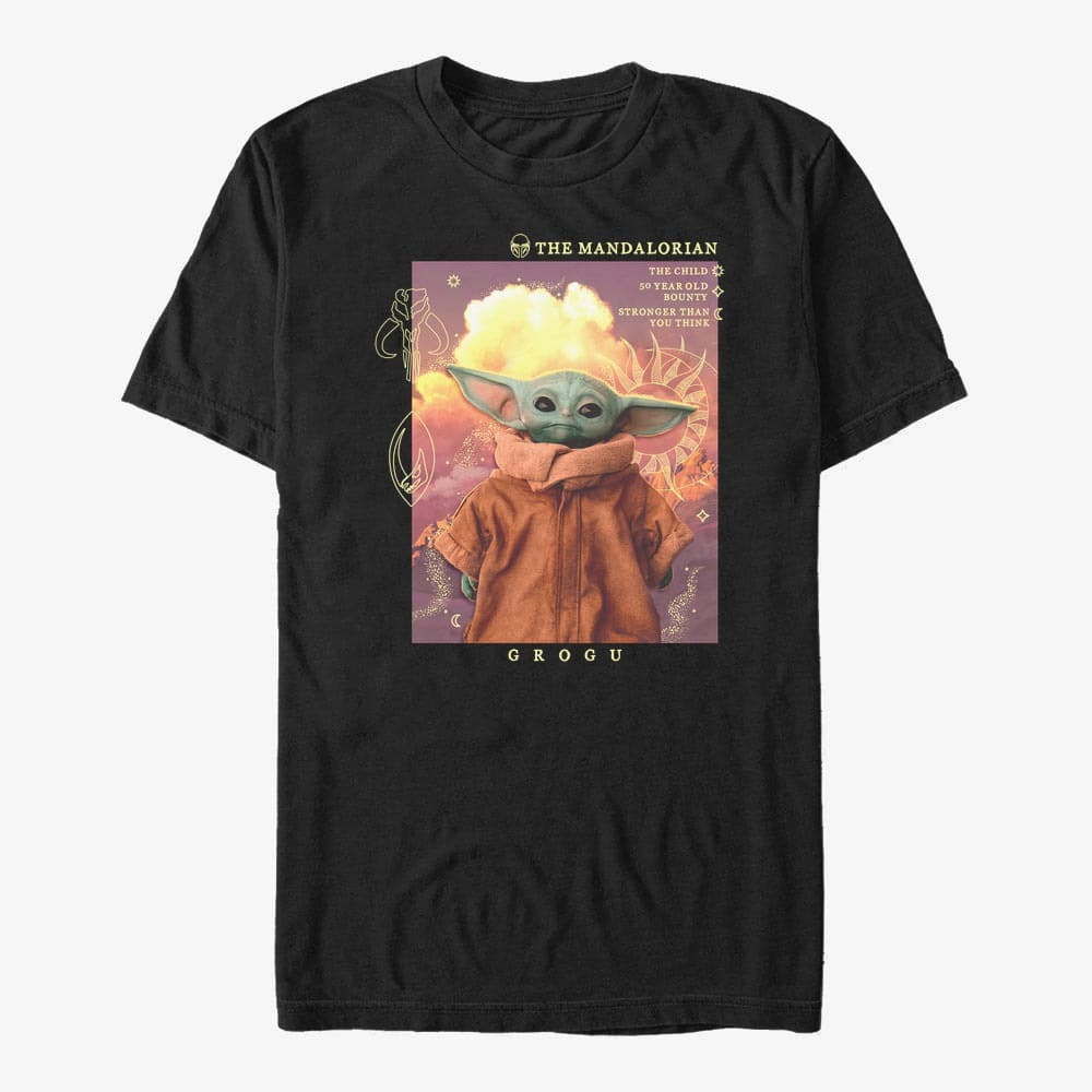 Trička Merch Star Wars: Classic - GROGU PHOTO CELESTIAL Unisex T-Shirt Black