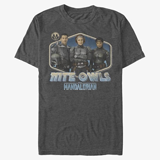 T-shirt Merch Star Wars: The Mandalorian - Nite Owls Unisex T-Shirt Dark Heather Grey