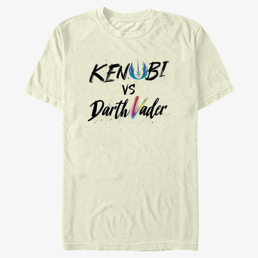 Pólók Merch Star Wars Obi-Wan - Kenobi Vader Lettering Unisex T-Shirt Natural