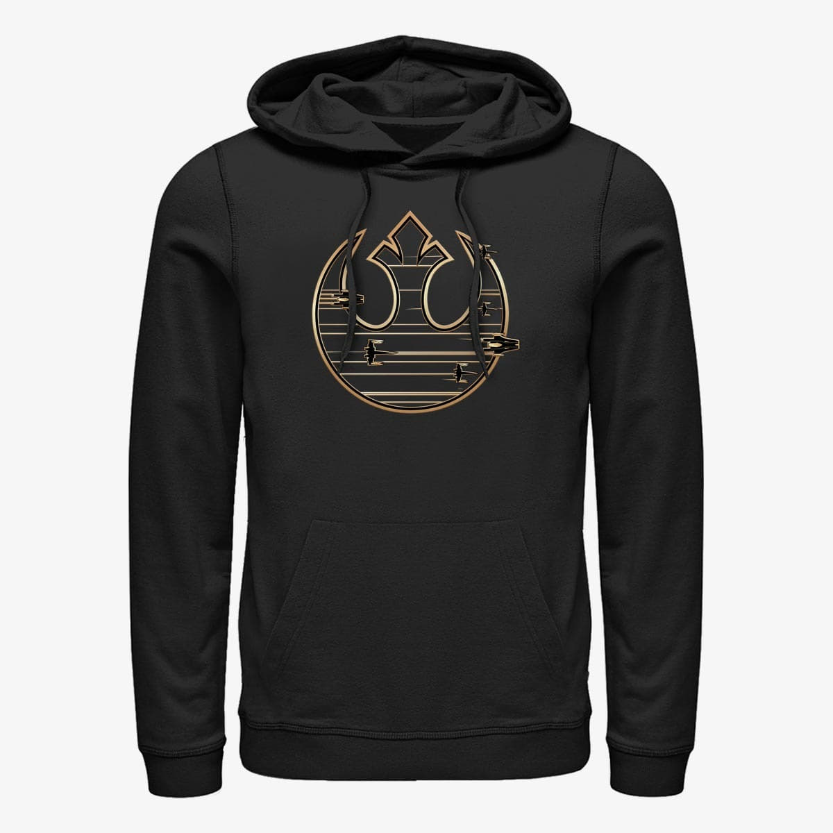 Mikiny Merch Star Wars: Last Jedi - GOLD REBEL LOGO Unisex Hoodie Black