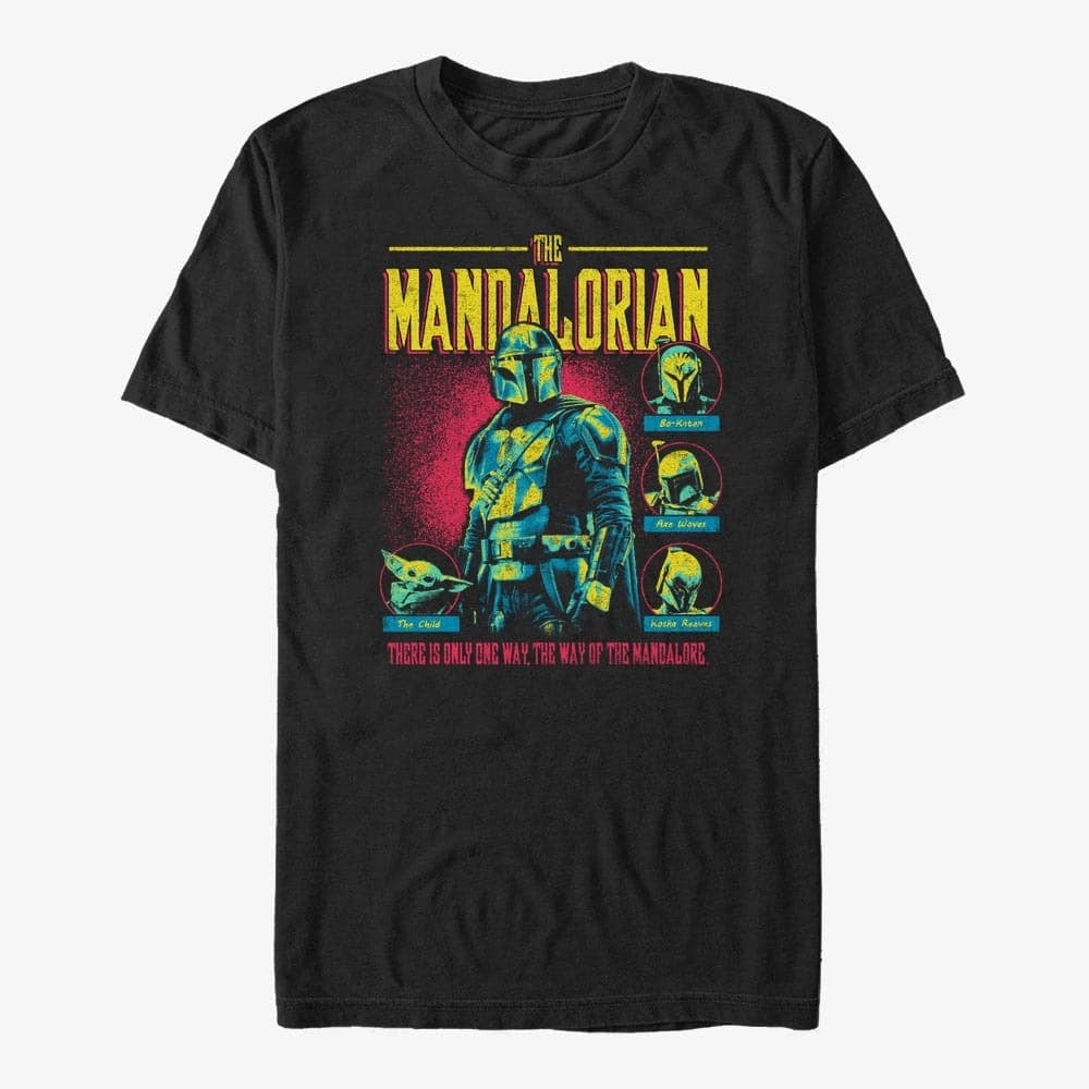Trička Merch Star Wars: The Mandalorian - Mando Bright Group Unisex T-Shirt Black