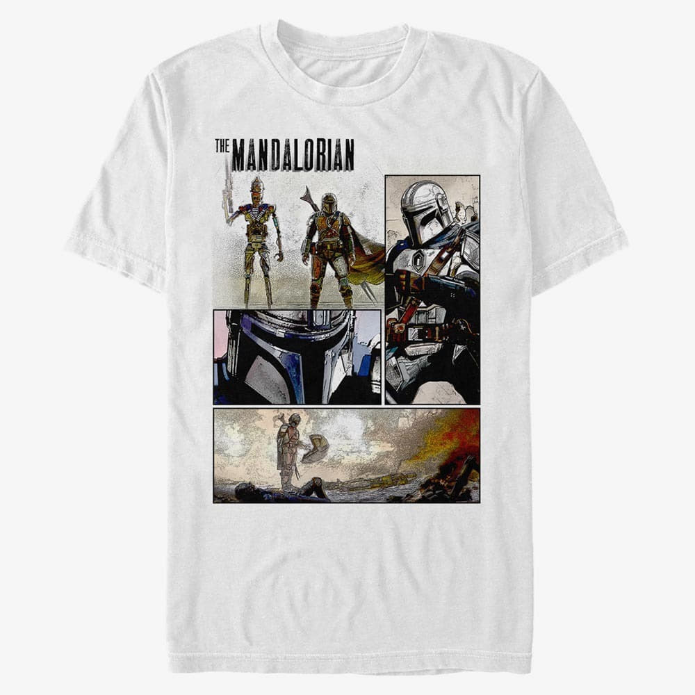 Trička Merch Star Wars: Clone Wars - ComicBook Panel Unisex T-Shirt White