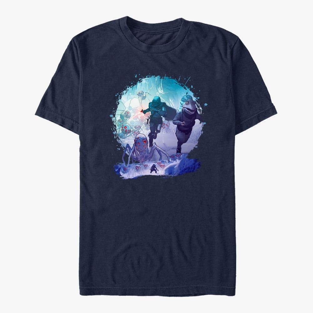 Trička Merch Star Wars: The Mandalorian - MandoMon Epi2 Together Unisex T-Shirt Navy Blue