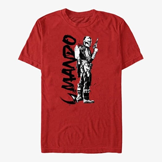 T-shirt Merch Star Wars: The Mandalorian - Mando Splatter Unisex T-Shirt Red