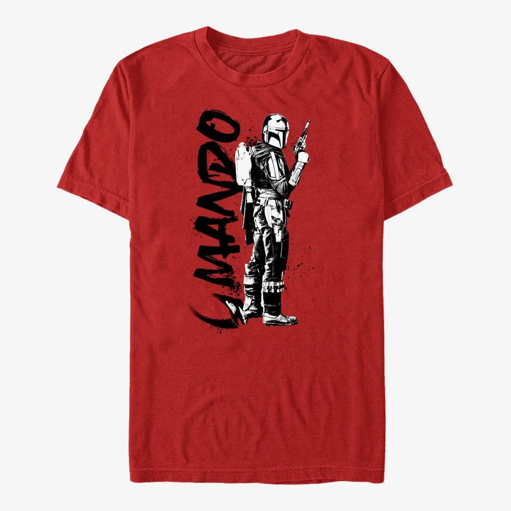 Тениски Merch Star Wars: The Mandalorian - Mando Splatter Unisex T-Shirt Red