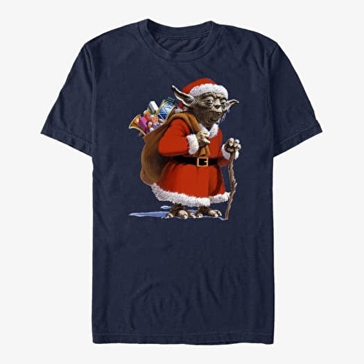 T-shirt Merch Star Wars: Classic - Santa Yoda Unisex T-Shirt Navy Blue