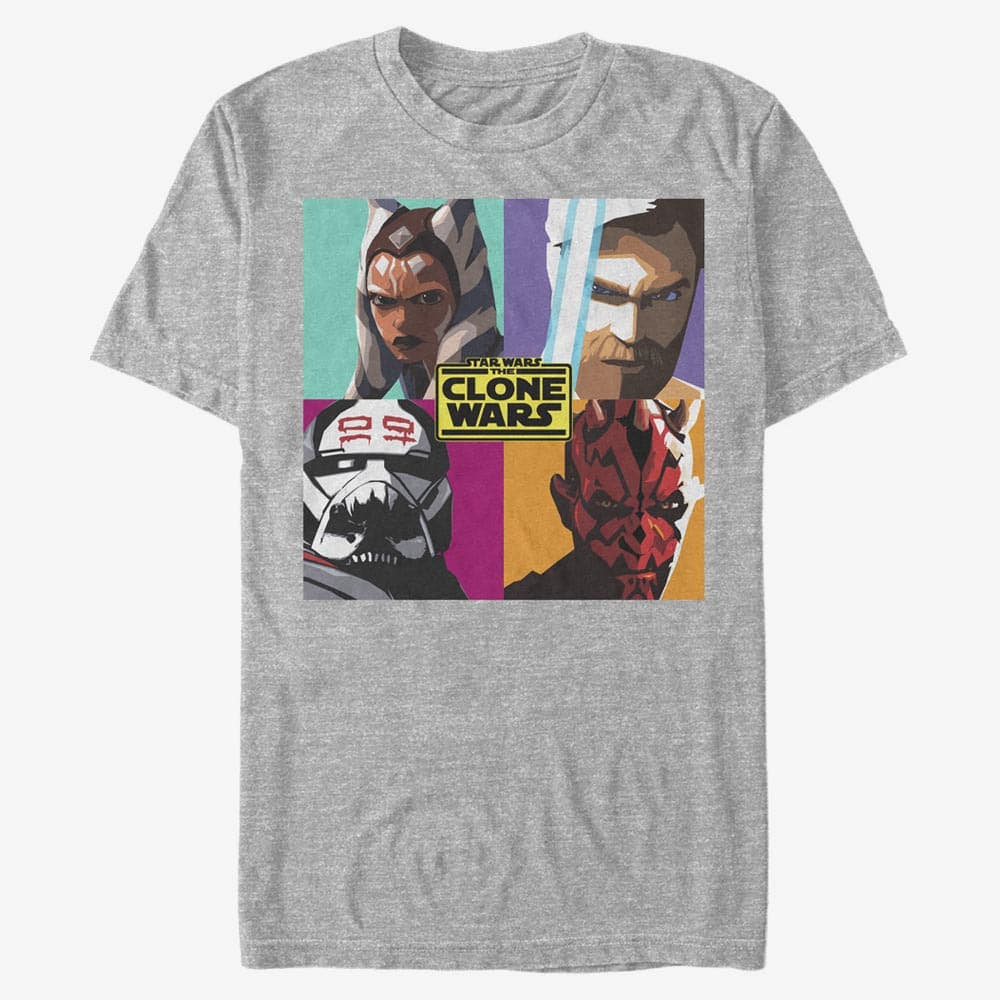 Trička Merch Star Wars: Clone Wars - Clone Wars Pop Unisex T-Shirt Heather Grey