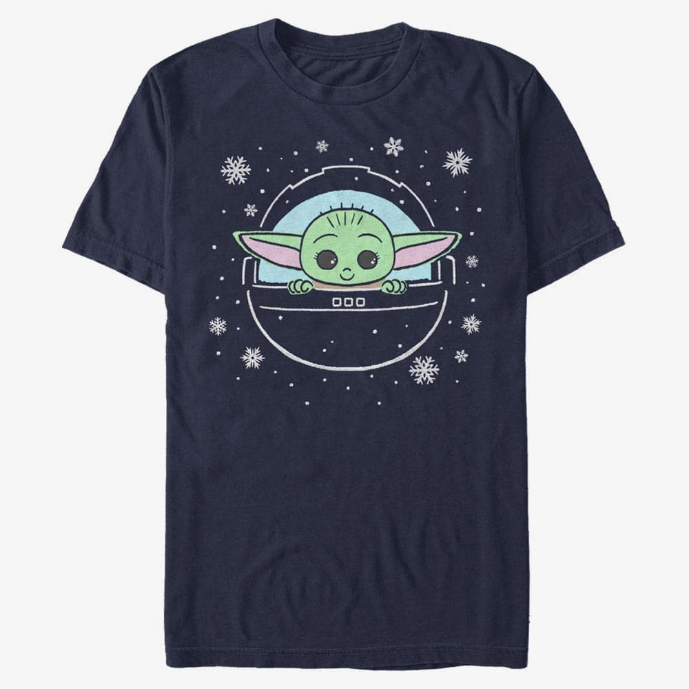 Trička Merch Star Wars: Mandalorian - Snow Child Unisex T-Shirt Navy Blue