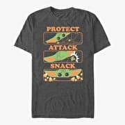 Merch Star Wars: The Mandalorian - Protect and Snack Unisex T-Shirt Dark Heather Grey