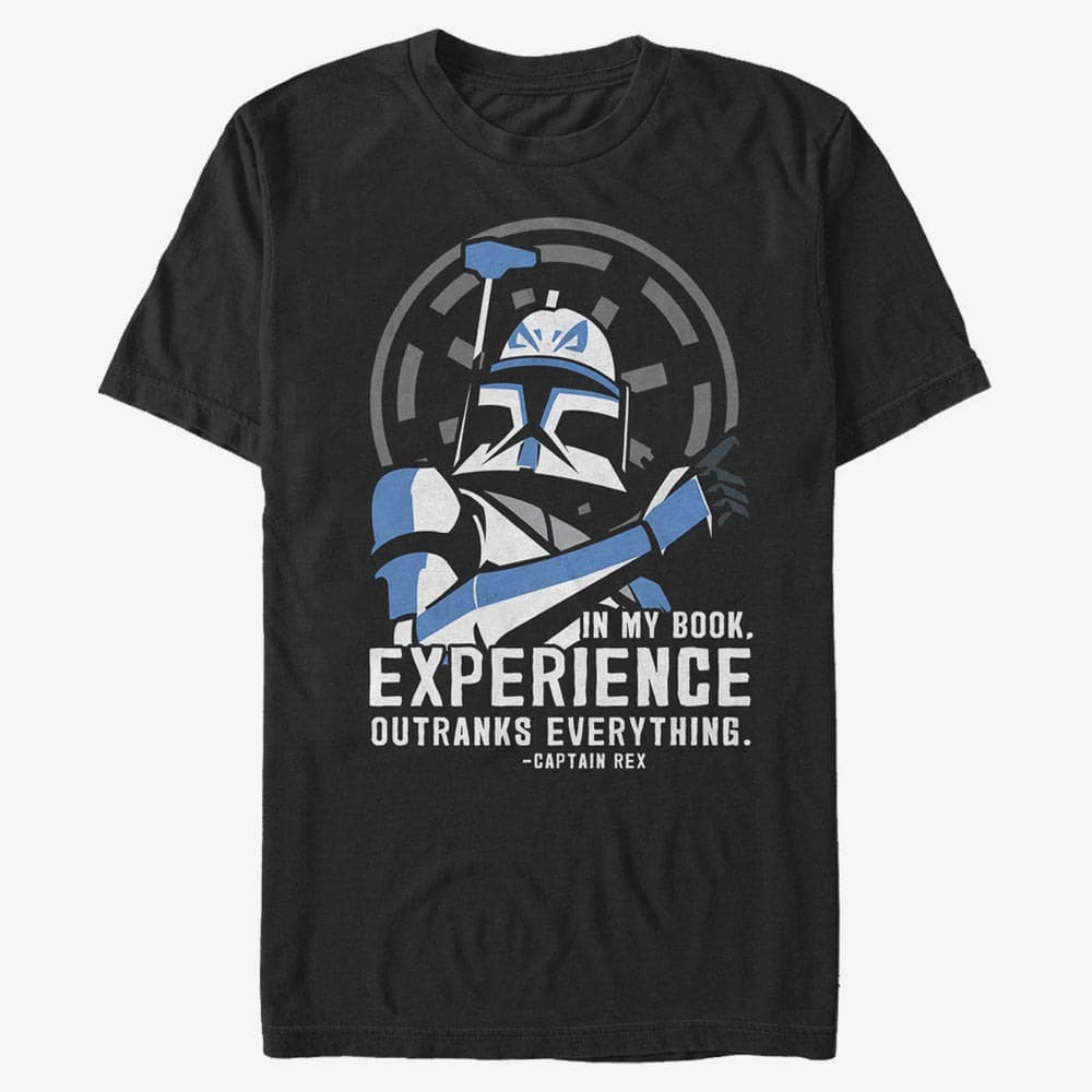 Trička Merch Star Wars: Clone Wars - Outranks Everything Unisex T-Shirt Black