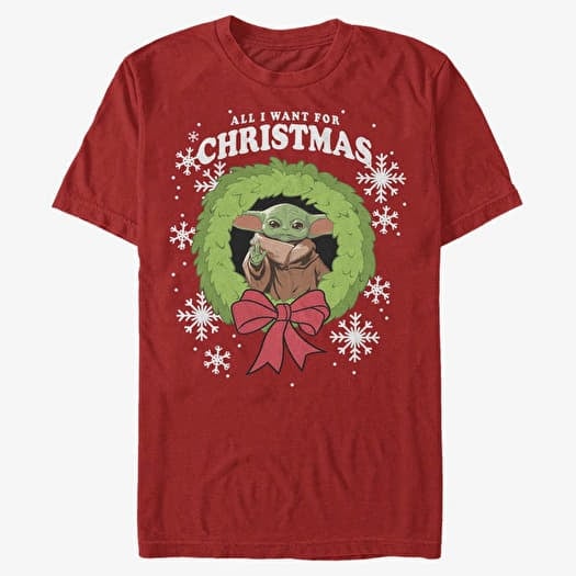 Merch Star Wars: The Mandalorian - Tinsel Wreath Child Unisex T-Shirt Red
