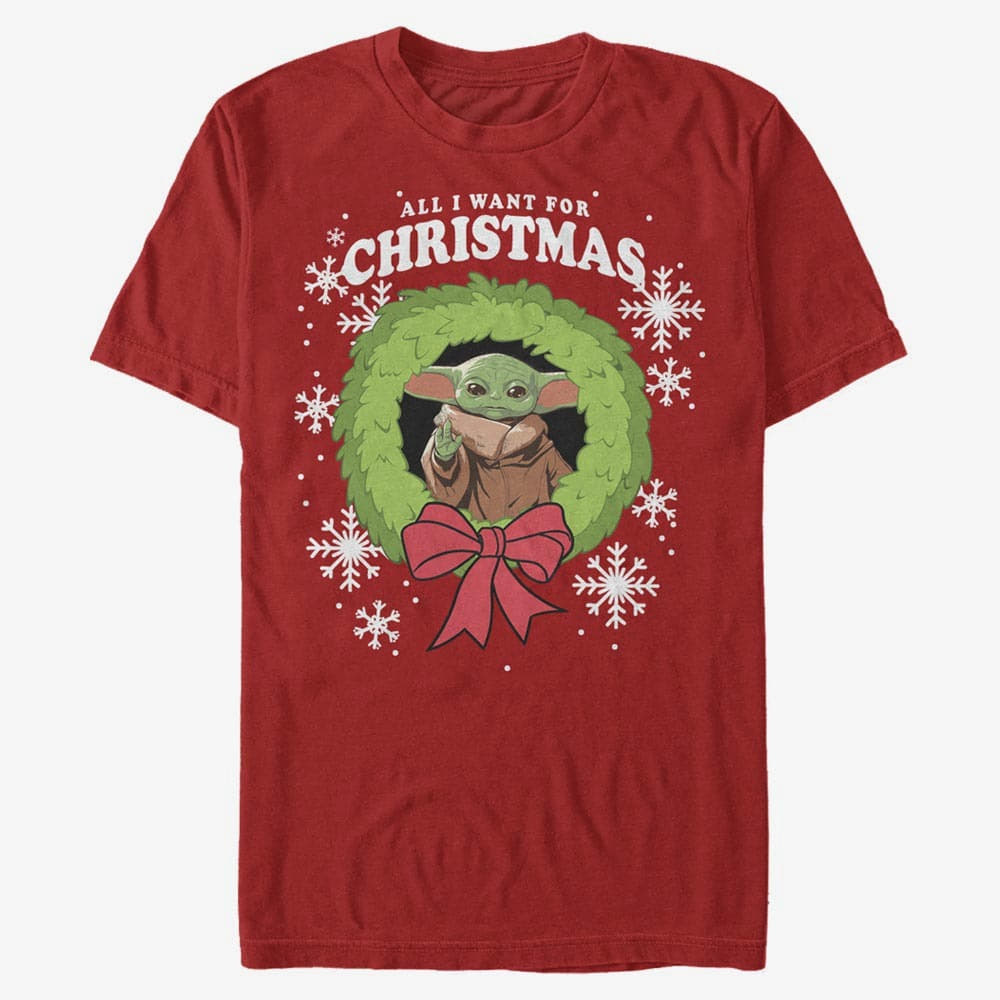 T-Shirts Merch Star Wars: The Mandalorian - Tinsel Wreath Child Unisex T-Shirt Red