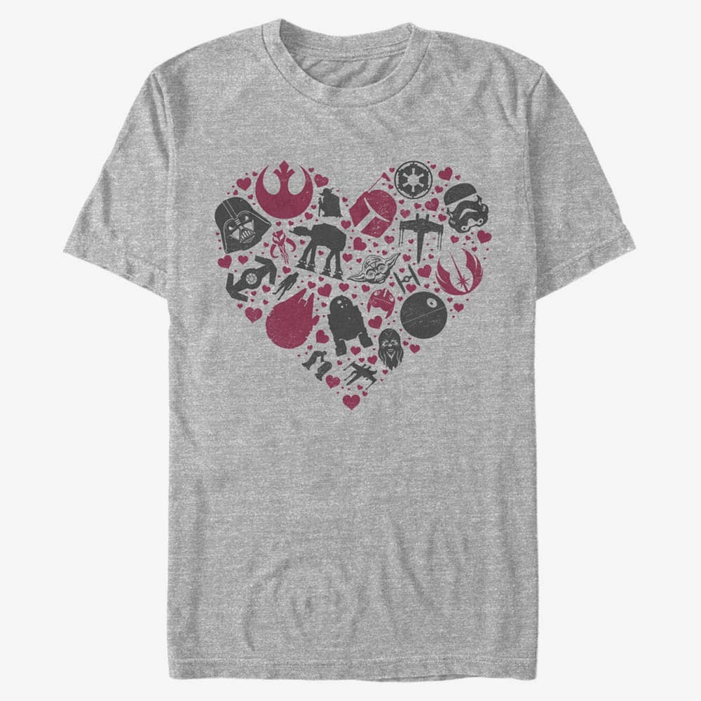 Тениски Merch Star Wars: Classic - HEART ICONS Unisex T-Shirt Heather Grey