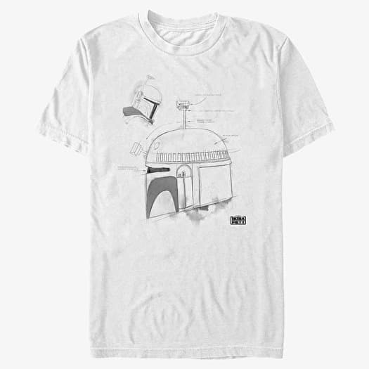 Majica Merch Star Wars Book of Boba Fett - Boba Helmet Greyscale Unisex T-Shirt White