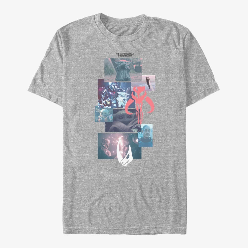 Тениски Merch Star Wars: The Mandalorian - Mando Stack Unisex T-Shirt Heather Grey