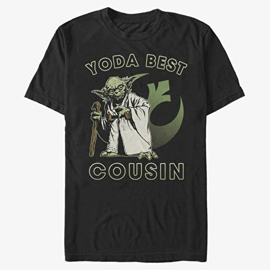 Marškinėliai Merch Star Wars: Classic - Yoda Best Cousin Unisex T-Shirt Black