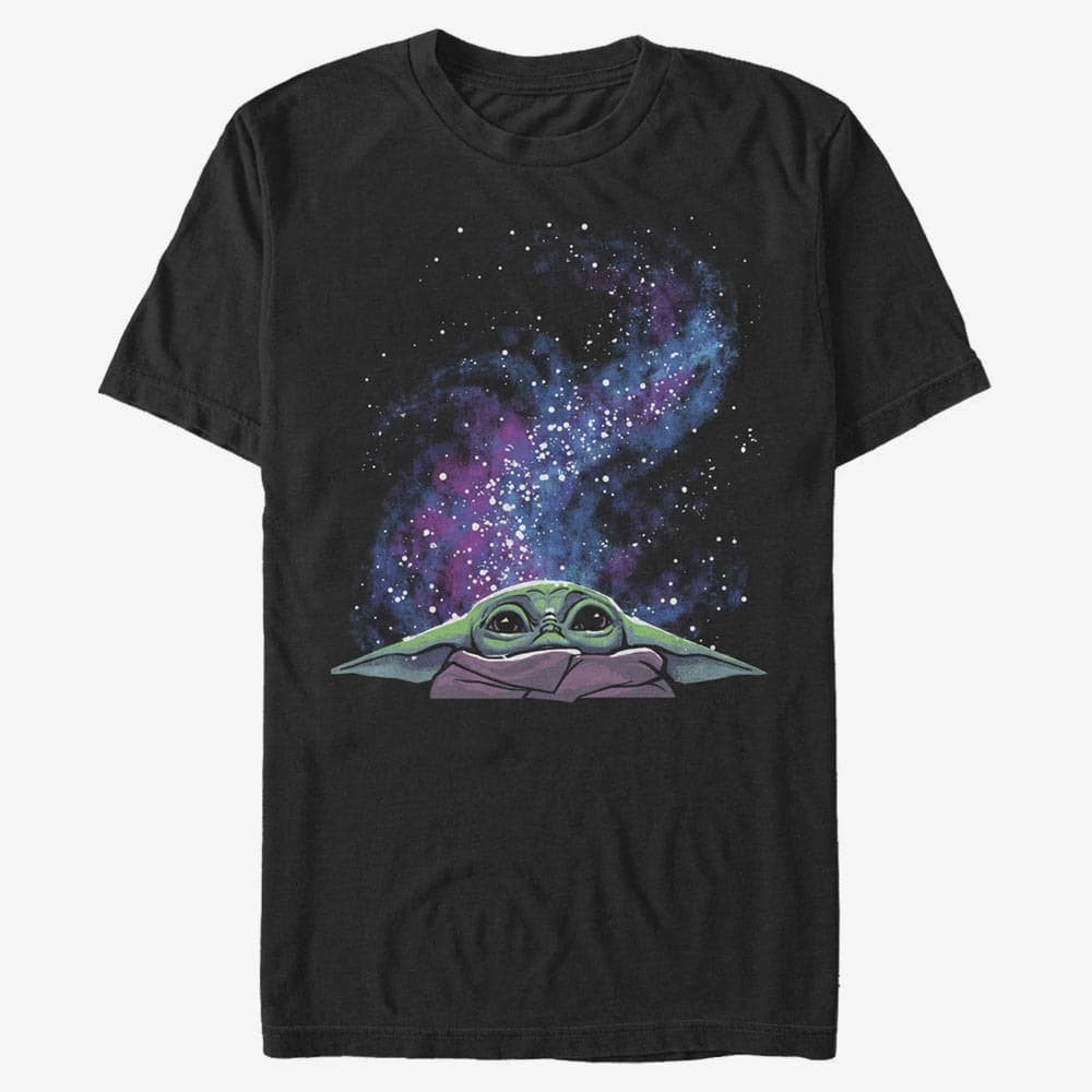 T-Shirts Merch Star Wars: The Mandalorian - Galaxy Child Peek Unisex T-Shirt Black