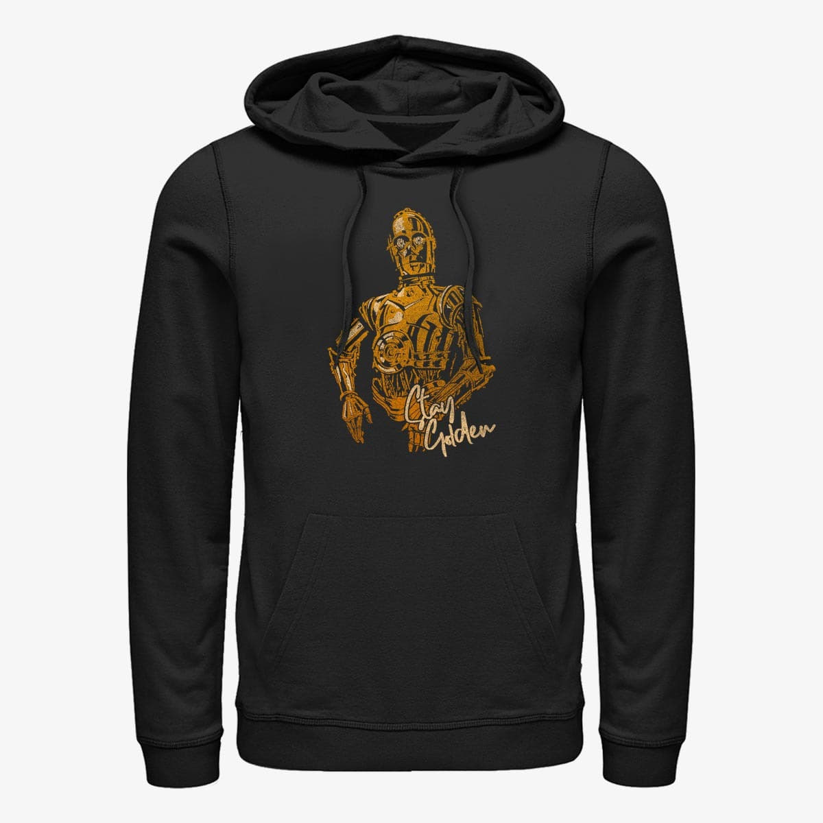 Hoodies and sweatshirts  Merch Star Wars: The Mandalorian - C3PO STAY GOLDEN Unisex Hoodie Black