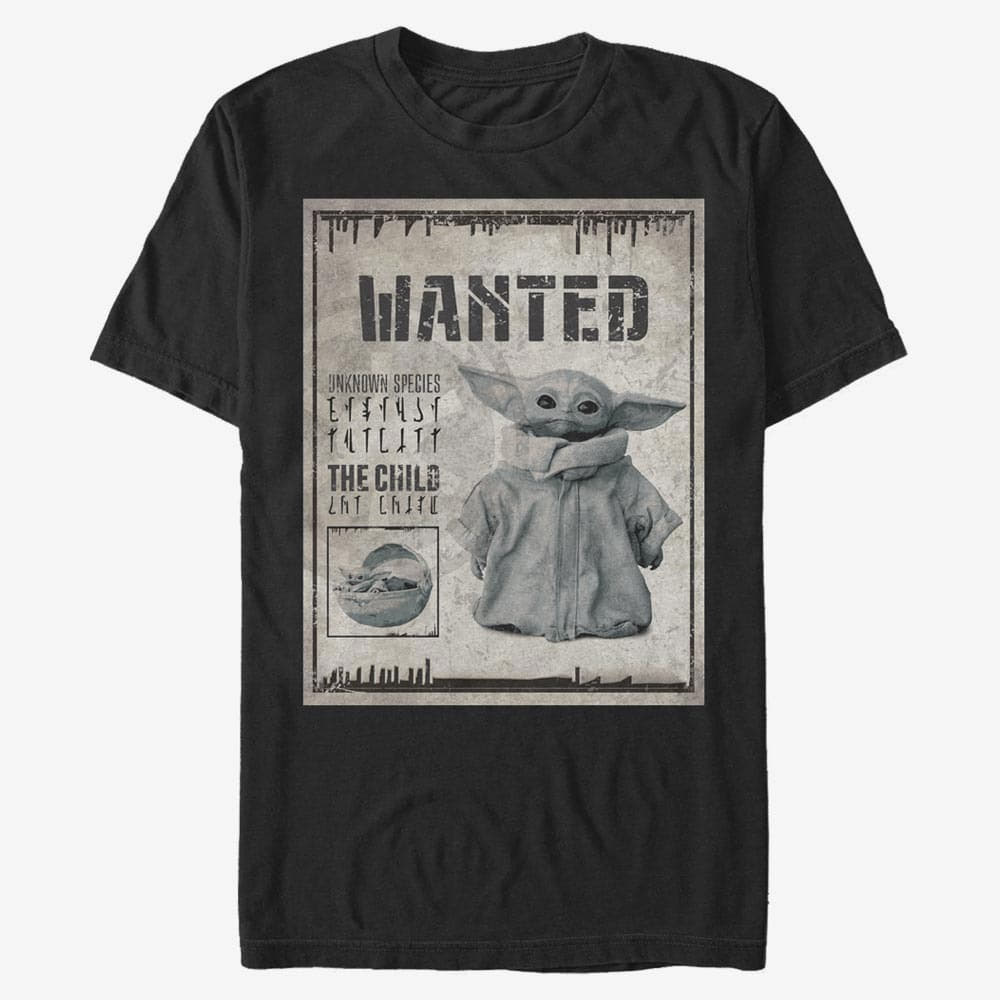 Tričká Merch Star Wars: The Mandalorian - Wanted Child Poster Unisex T-Shirt Black