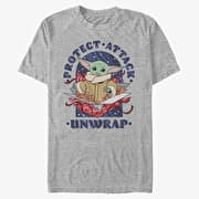 Merch Star Wars: The Mandalorian - Protect Attack Unwrap Unisex T-Shirt Heather Grey