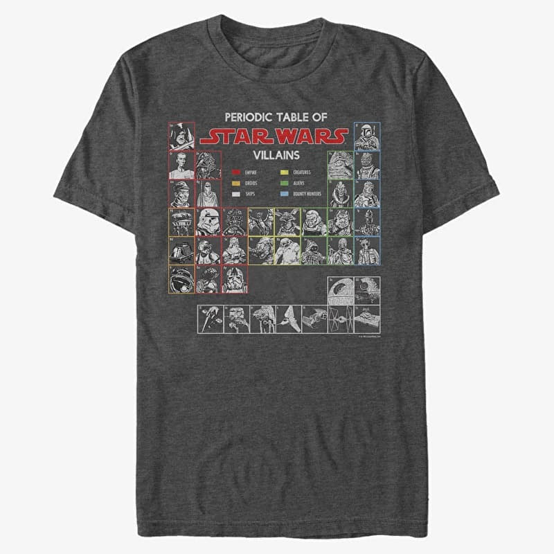T-Shirt Merch Star Wars: Classic - Periodically Elemental Unisex T-Shirt Dark Heather Grey