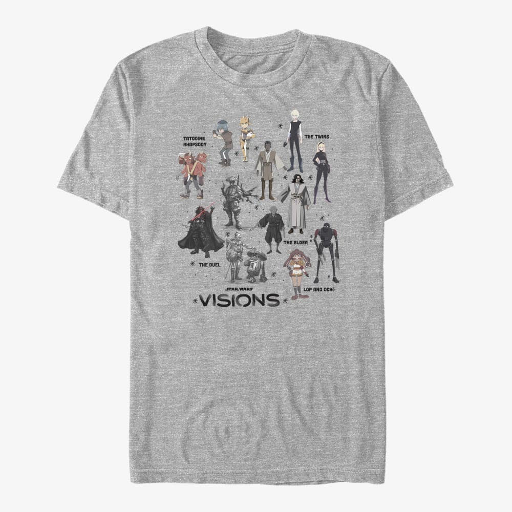 Тениски Merch Star Wars: Visions - Textbook Characters Unisex T-Shirt Heather Grey