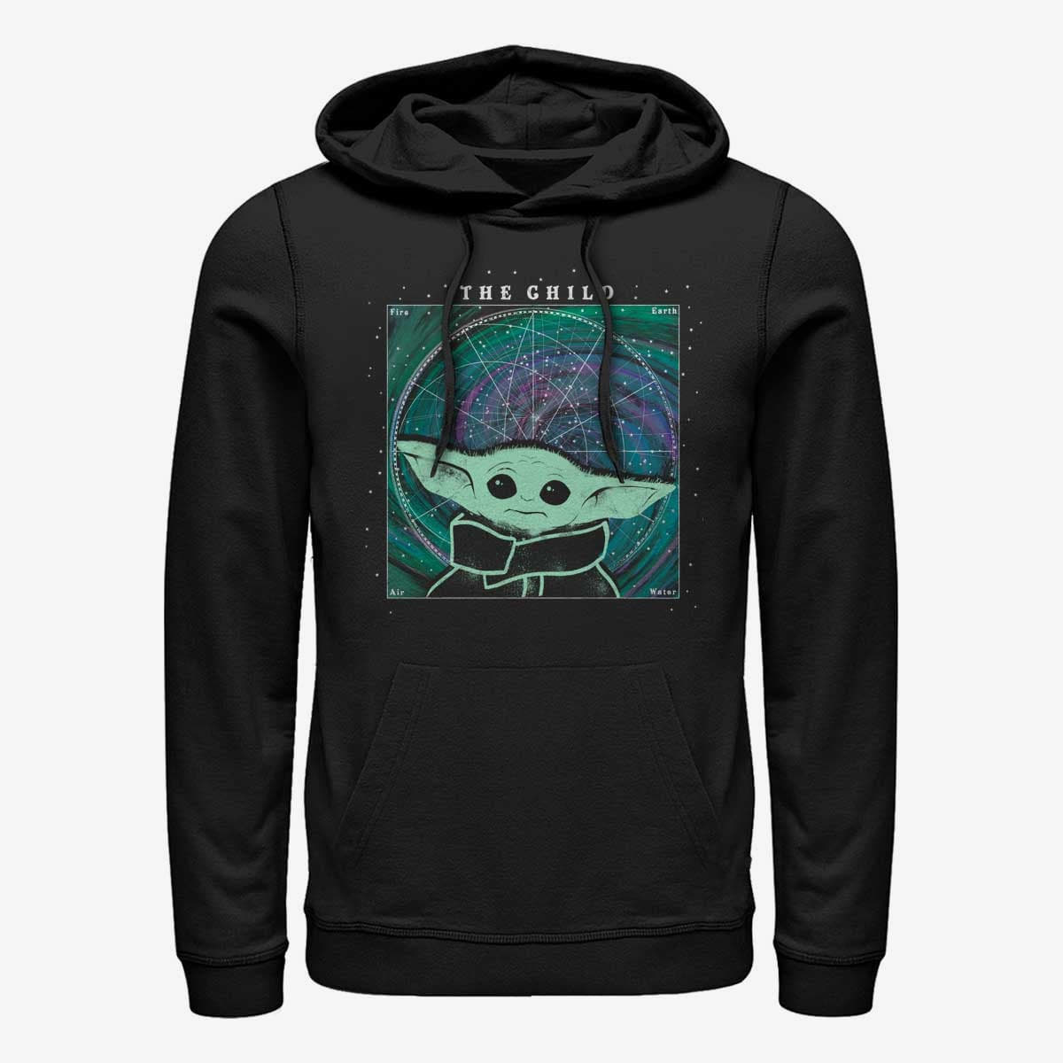 Hoodies and sweatshirts  Merch Star Wars: The Mandalorian - Yoda Child Space Unisex Hoodie Black