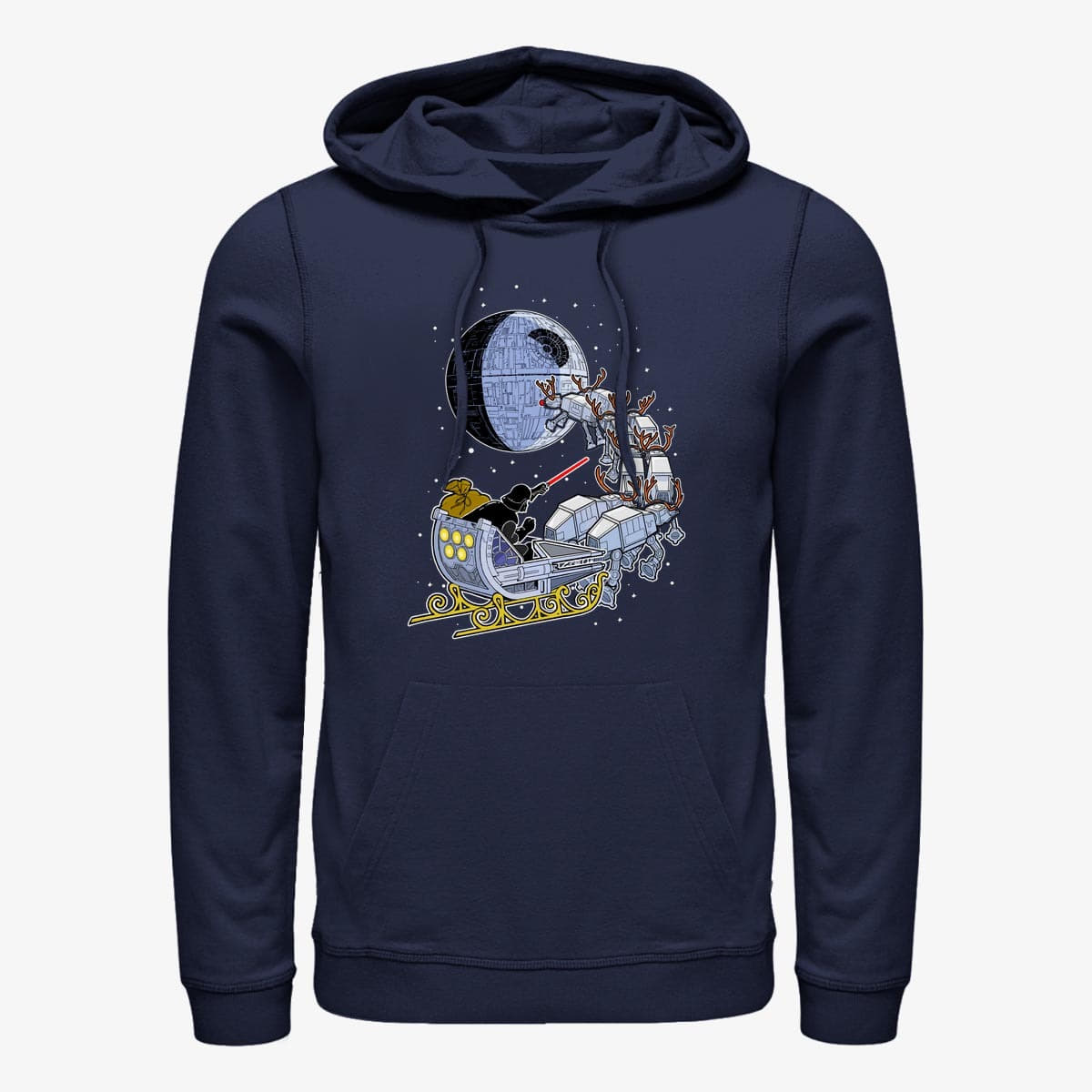 Mikiny Merch Star Wars: Classic - Vader Sleigh Unisex Hoodie Navy Blue