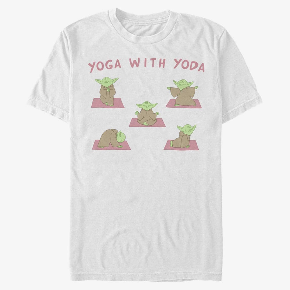 Тениски Merch Star Wars: Classic - Yoga With Yoda Unisex T-Shirt White