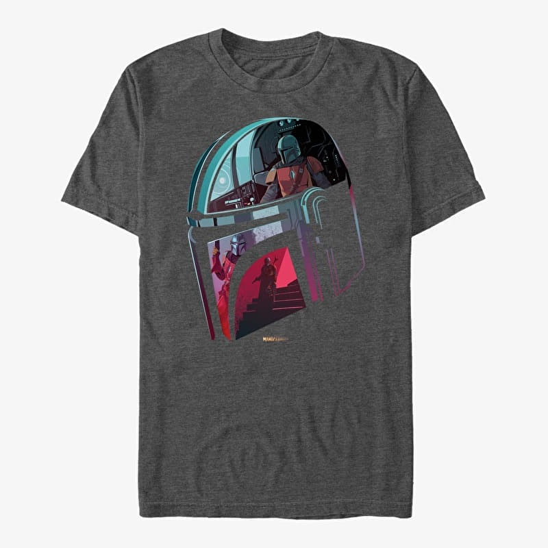 T-Shirt Merch Star Wars: The Mandalorian - Helmet Explanation Unisex T-Shirt Dark Heather Grey