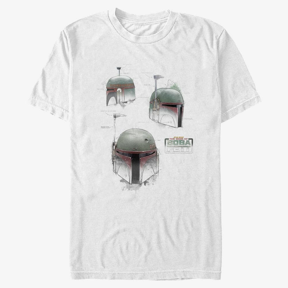 Μπλουζάκια Merch Star Wars Book of Boba Fett - Helmet Schematics Unisex T-Shirt White