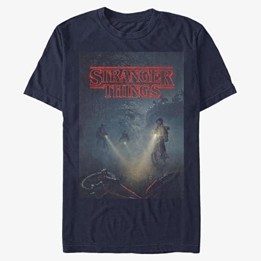 Tričko Merch Netflix Stranger Things - Will Missing Bike Poster Unisex T-Shirt Navy Blue