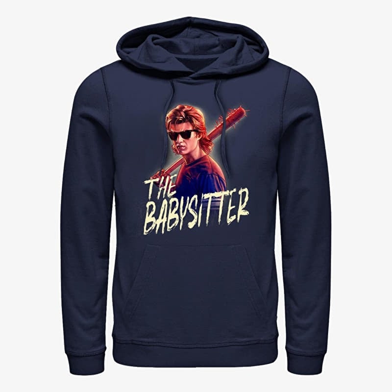 Sweatshirt Merch Netflix Stranger Things - Steve The Babysitter Unisex Hoodie Navy Blue