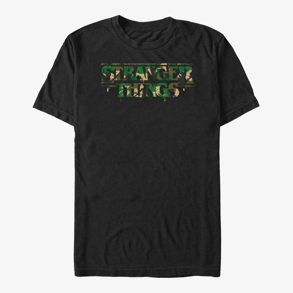 Camisetas Merch Netflix Stranger Things - Camo Logo Unisex T-Shirt Black