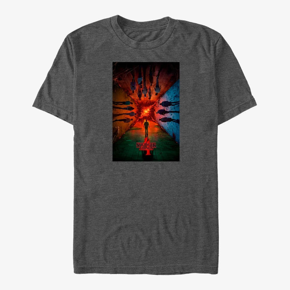 majice kratkih rukava Merch Netflix Stranger Things - S4 Main Poster Unisex T-Shirt Dark Heather Grey