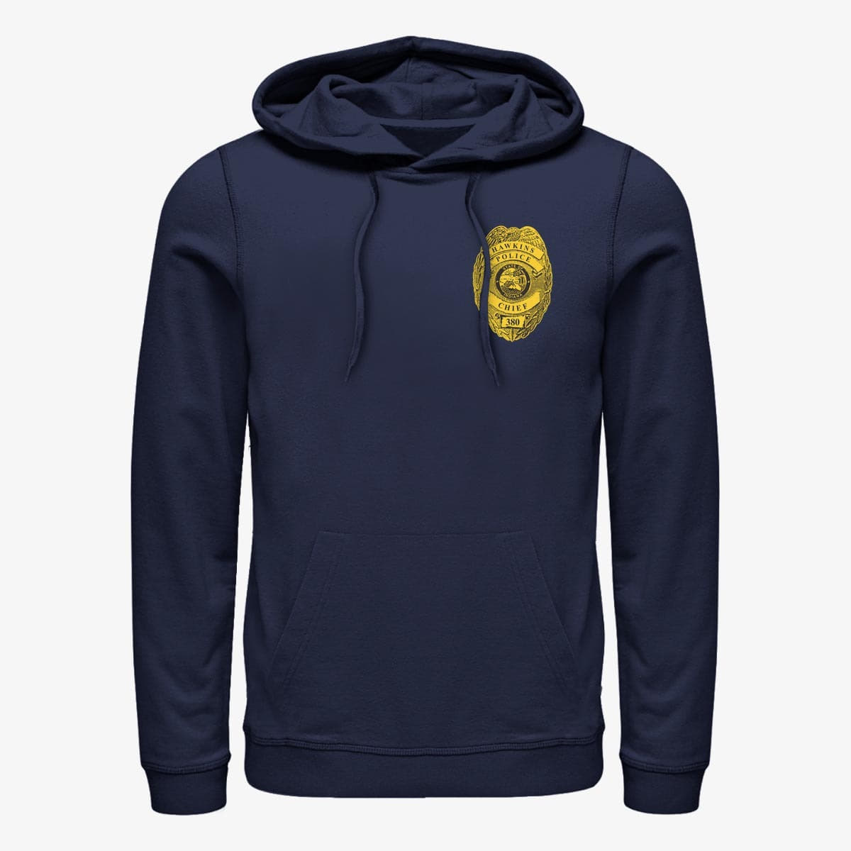 Sweatshirts Merch Netflix Stranger Things Hawkins Police Badge Unisex Hoodie Navy Blue Queens