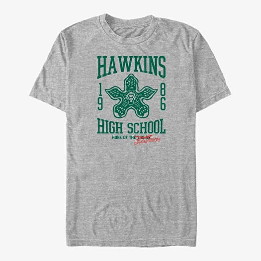 Tričko Merch Netflix Stranger Things - HAWKINS HIGH DEMOGORGONS Unisex T-Shirt Heather Grey