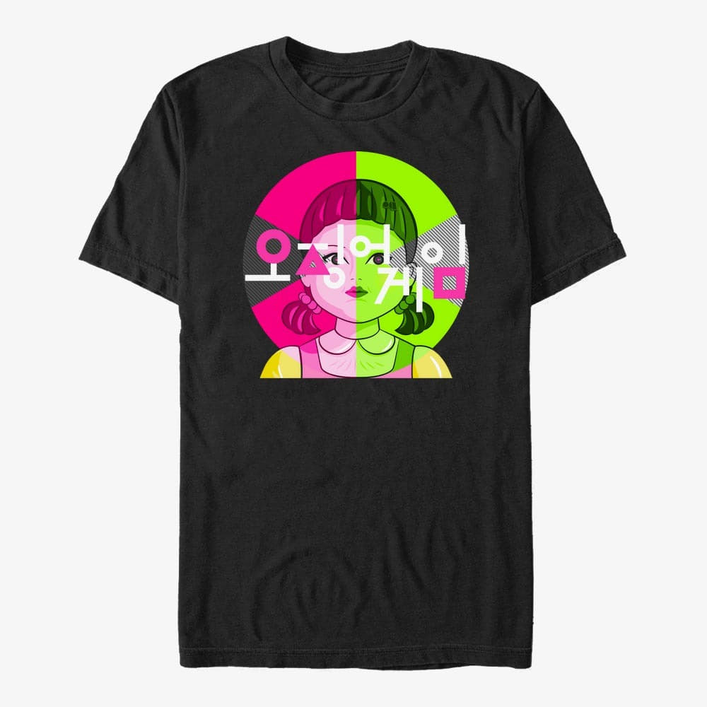 Тениски Merch Netflix Squid Game - Doll Badge Unisex T-Shirt Black
