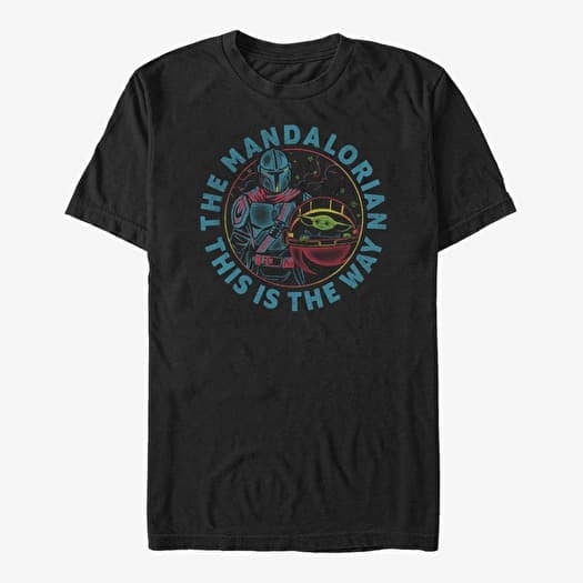 T-shirt Merch Star Wars: The Mandalorian - Rainbow Mando Unisex T-Shirt Black