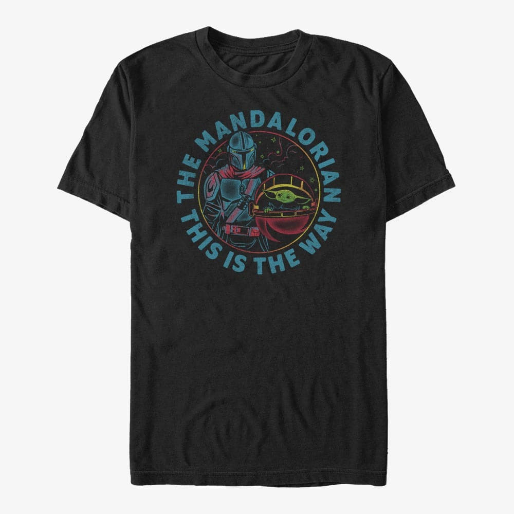 T-Shirts Merch Star Wars: The Mandalorian - Rainbow Mando Unisex T-Shirt Black